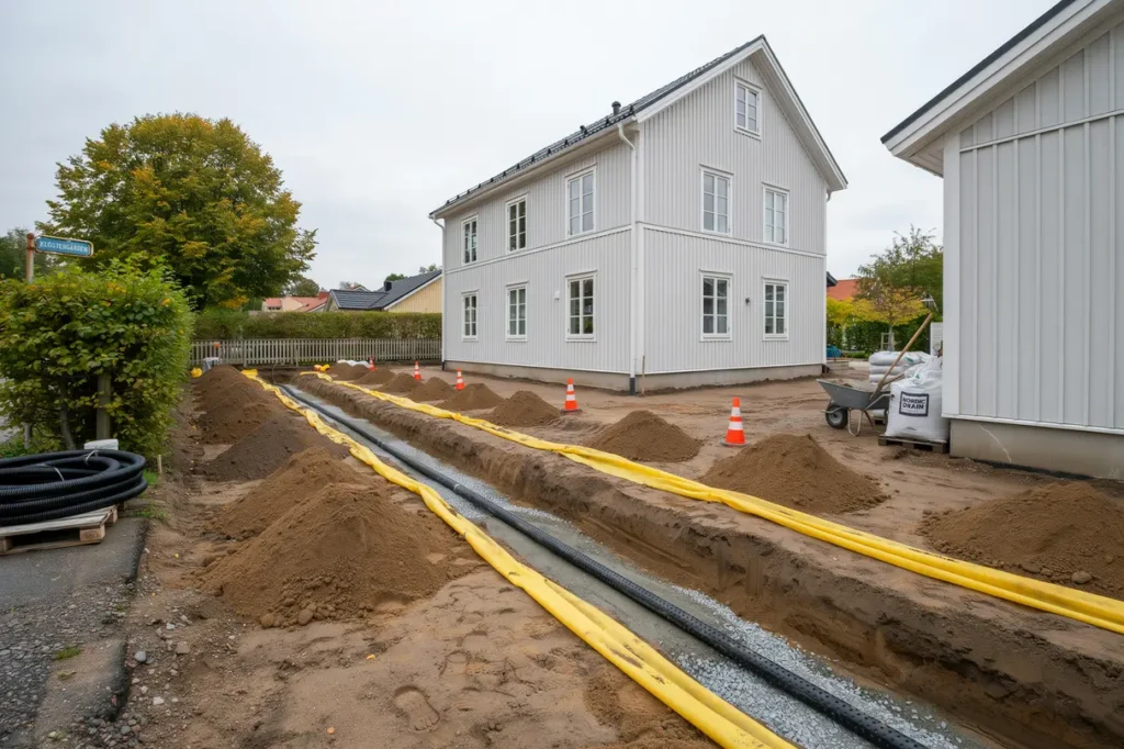 schaktning och dr neringsarbete runt villa i klosterg rden lund