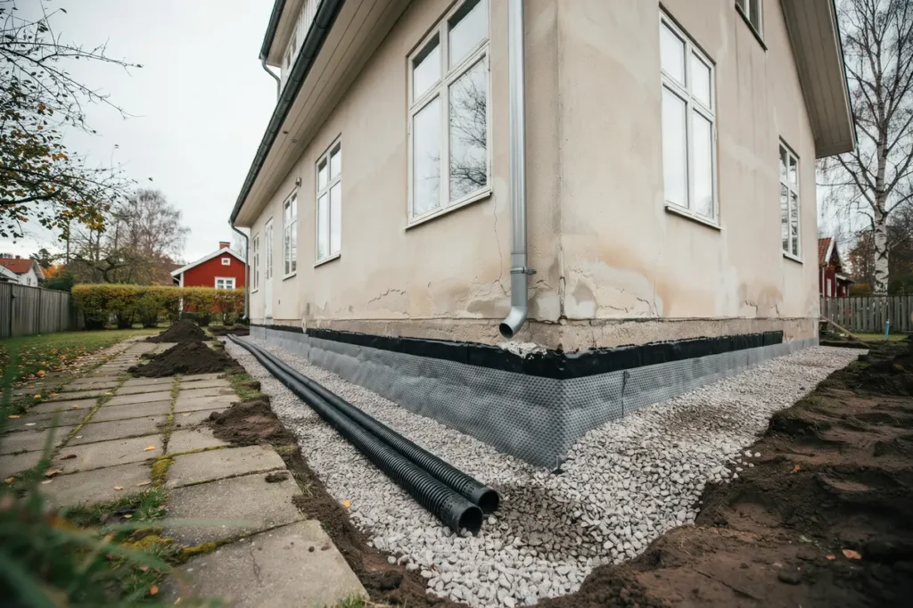 fukts ker k llare utifr n mark tg rder som hj lper mot vatten vid husgrunden